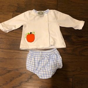 Cecil and Lou Blue Check Pumpkin Diaper Set